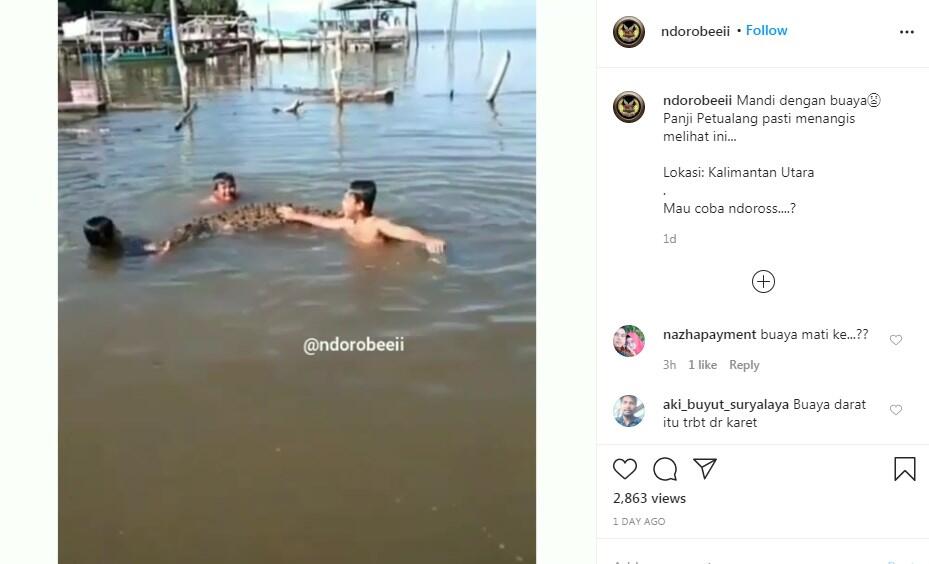 Viral Video 4 Bocah Santuy Main Buaya di Sungai, Begini Cerita di Baliknya