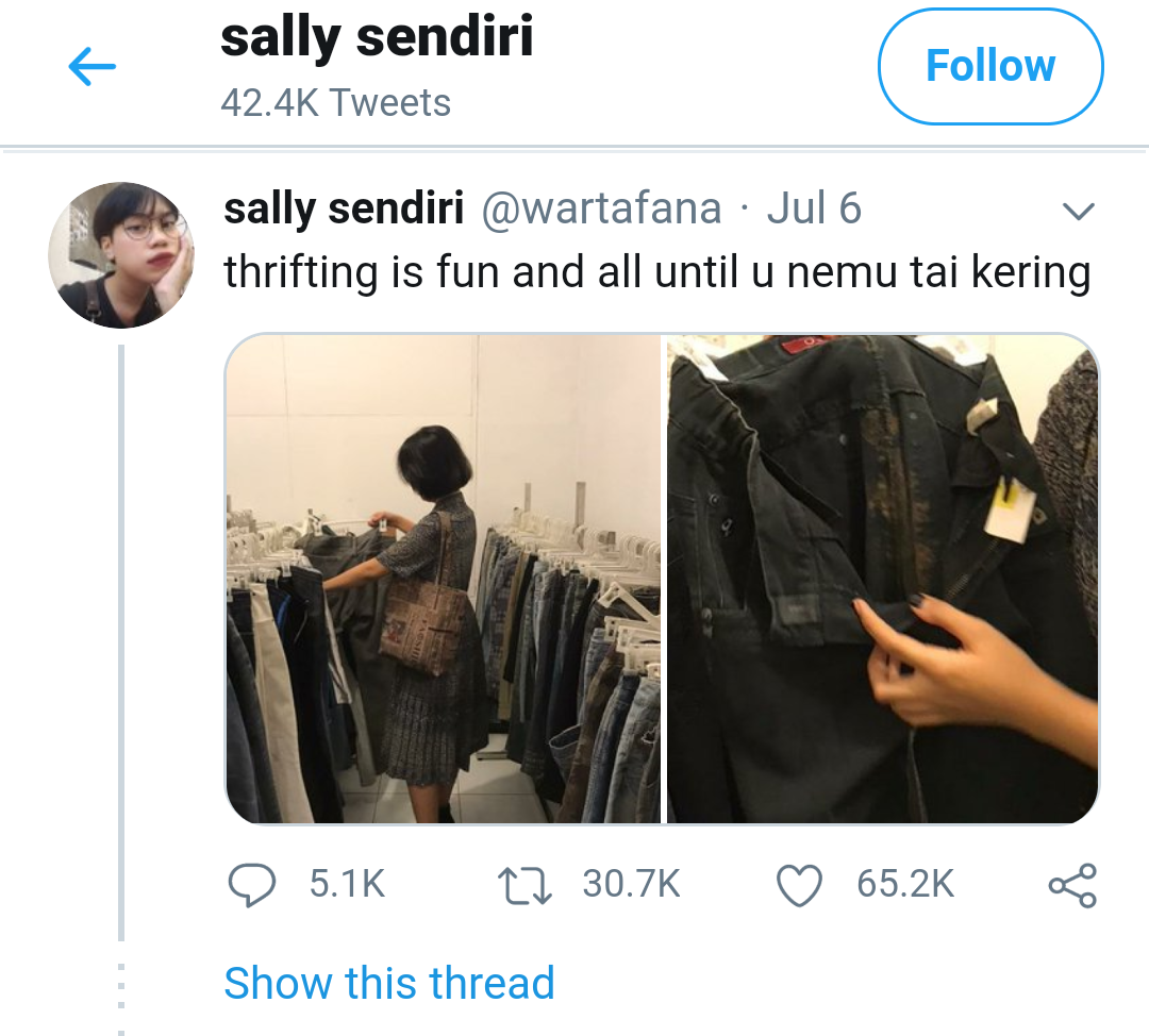 Kocak, Wanita Ini Temukan "Tai Yang Mengering" Saat Belanja Celana Bekas