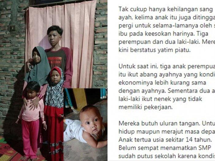 Nasib Lima Bocah Yatim Piatu, Ibunya Susul Ayah Meninggal Kurun 24 Jam