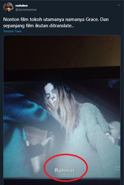 Ngakak! Gegara Subtitle Terkutuk, Nama Grace di Film Ini Jadi 'Rahmat'