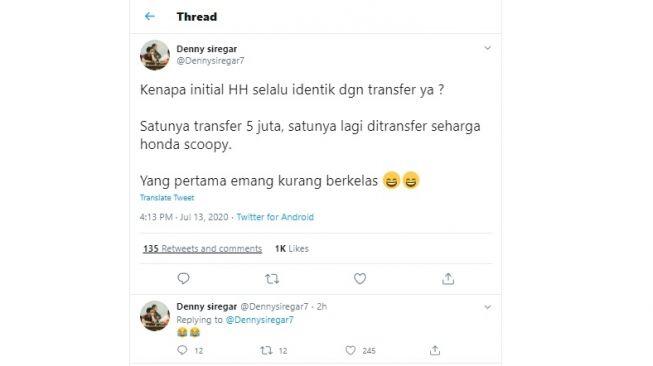 Denny Siregar: Kenapa Initial HH Identik dengan Transfer?