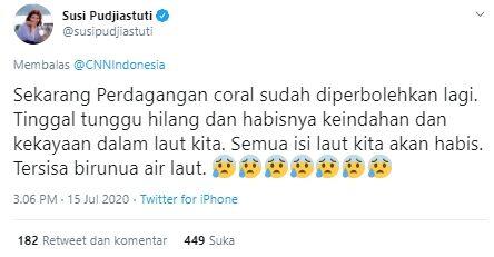 Coral Diperjualbelikan Lagi, Susi Pudjiastuti Ingatkan Ancaman Ini
