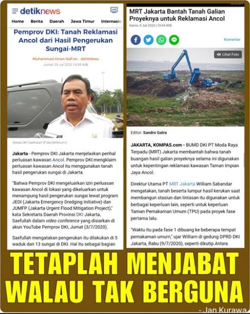 MRT Jakarta Bantah Tanah Galian Proyek Dipakai Reklamasi Ancol