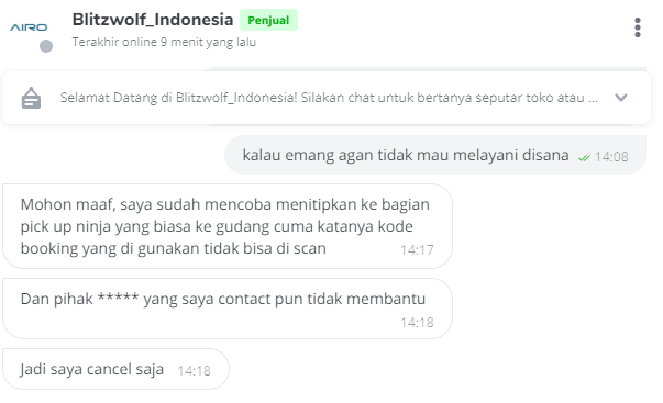 mengecewakan pembelian barang dari Airo.id(lazada) di cancel sepihak 