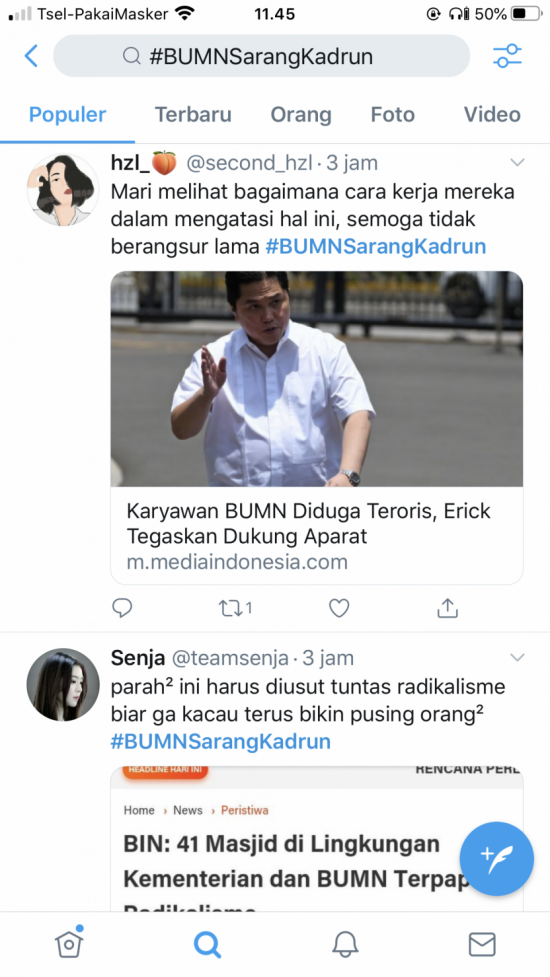 Gaungkan #BUMNSarangKadrun, Netizen Desak Erick Thohir Segera Bersihkan BUMN