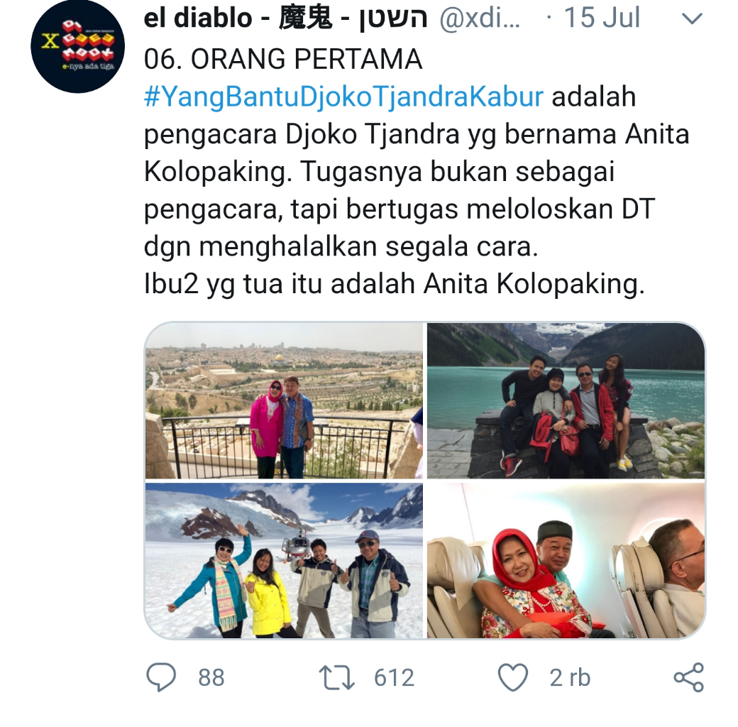 Pengacara Djoko Tjandra Bakal Laporkan Akun Twitter @xdigeeembok