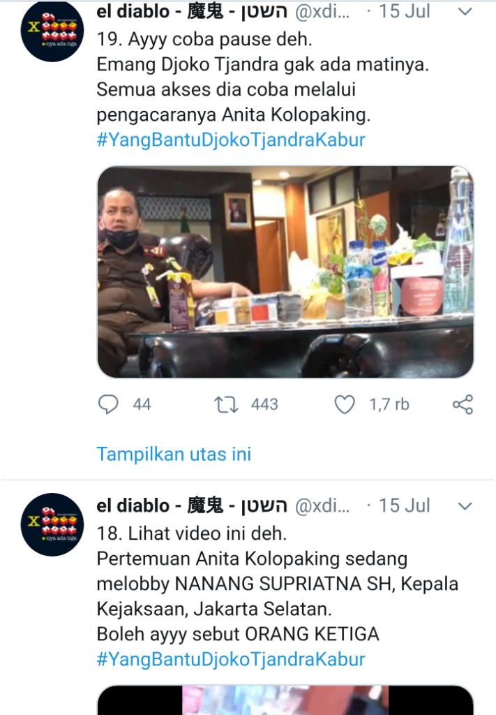 Pengacara Djoko Tjandra Bakal Laporkan Akun Twitter @xdigeeembok