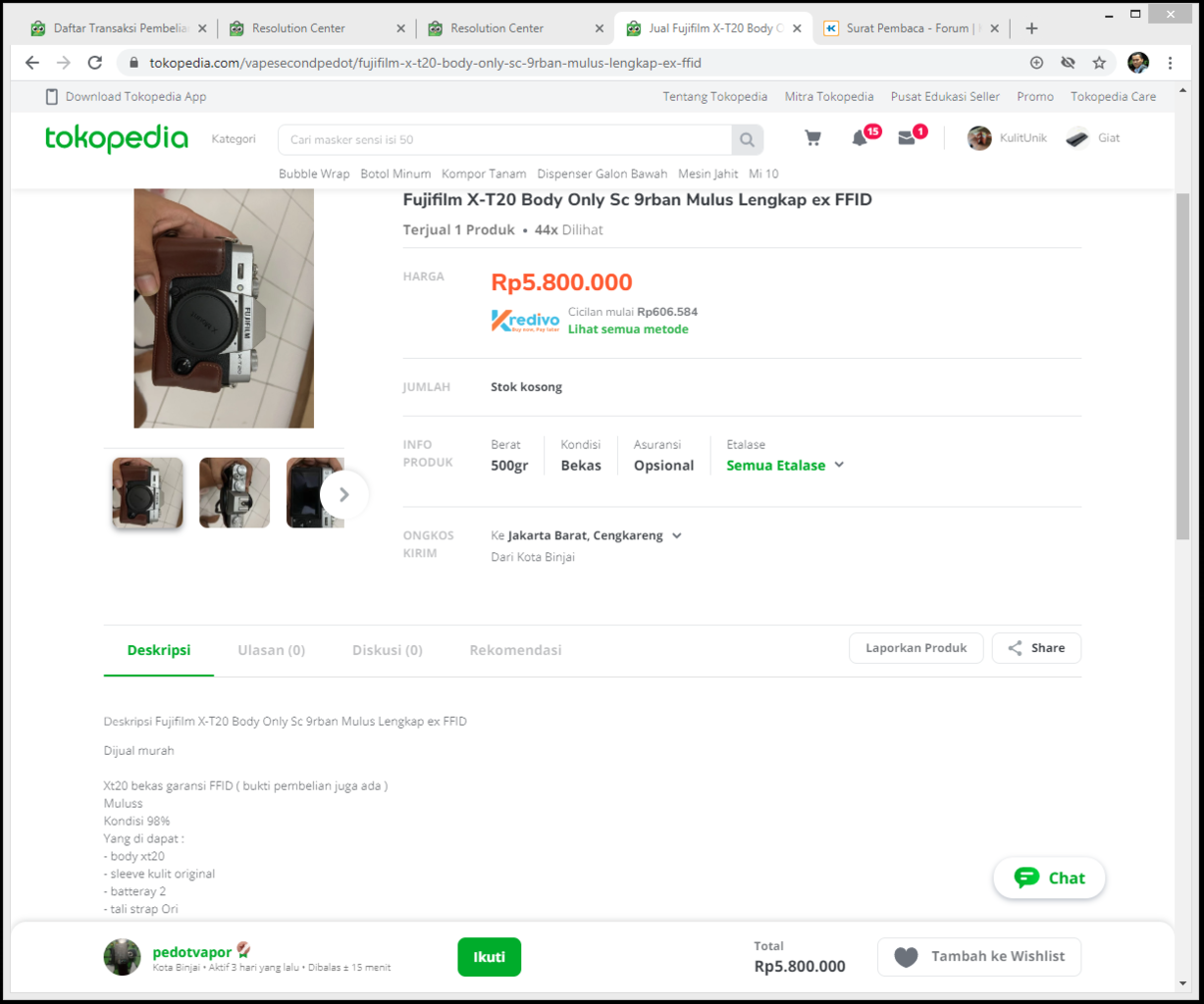 Beginikah sitem pusat reolusi TOKOPEDIA menyelesaikan masalah? Sepihak?