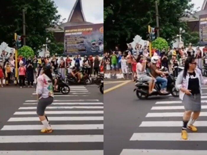 Viral Video Emak-emak Joget di Tengah Jalanan Ramai Pakai Rok Ketat