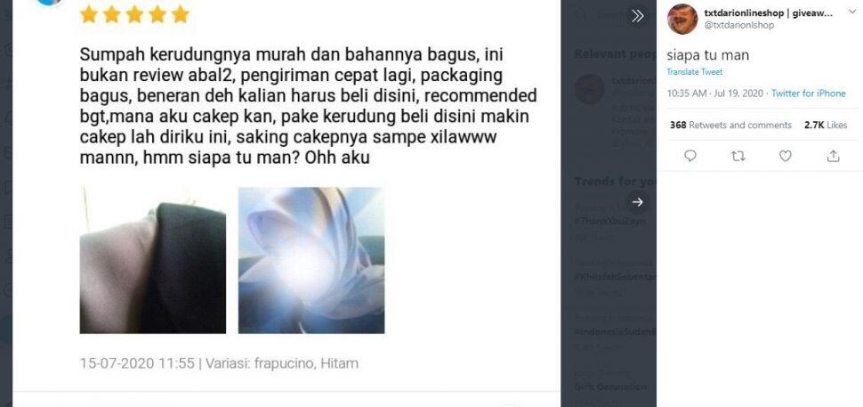 Wajah Glowing Usai Beli Kerudung Online, Warganet: Kayak Sensor Wajah Nabi