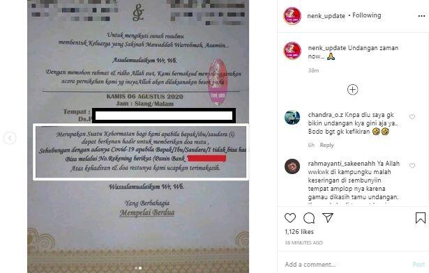 Viral Undangan Nikah saat Pandemi, Tak Bisa Datang Diminta Transfer Uang