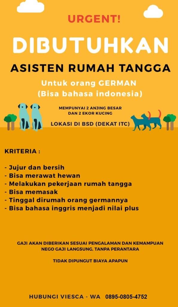 Lowongan Kerja Asisten Rumah Tangga Pembantu Bsd Kaskus