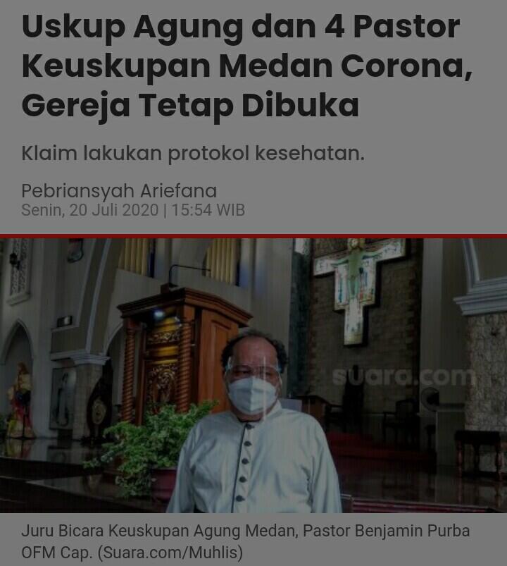 Uskup Agung dan 4 Pastor Keuskupan Medan Corona, Gereja Tetap Dibuka