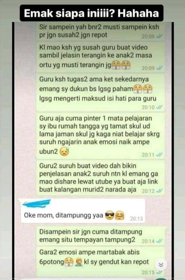 Percakapan Keluh Kesah Emak-Emak Di Grup Sekolah, Salah Satunya Bikin Ketawa.