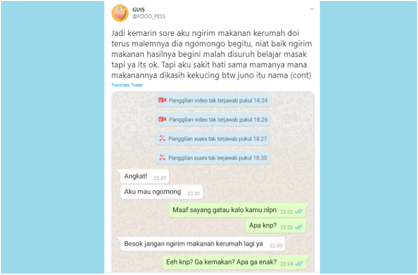 Curhat Netizen Masakannya Dikritik Pacar &amp; Calon Mertua, Bilang Kucing Aja Gak Doyan