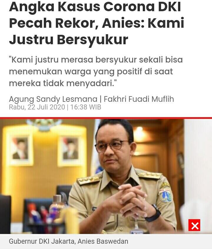 Angka Kasus Corona DKI Pecah Rekor, Anies: Kami Justru Bersyukur