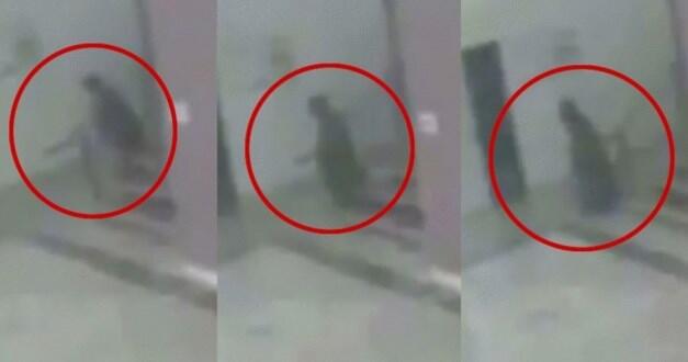Terekam CCTV Gedung Kantor, Penampakan Nenek Bungkuk Berjubah Hitam Gentayangan