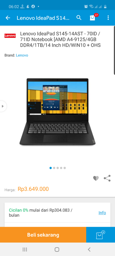 Laptop Lenovo S145 14ast Amd A4-9125 1 TB
