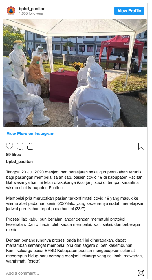 Pernikahan Mempelai Pria Positif Covid-19, Kedua Pengantin Terpisah 5 Meter