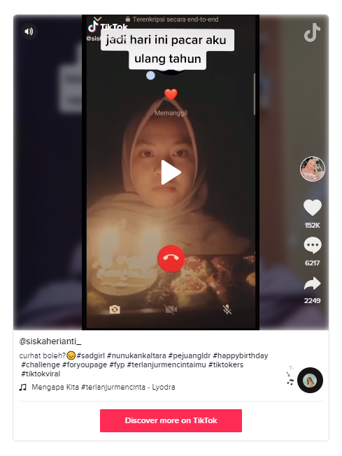 Viral! Dicuekin Pacar LDR, Cewek Ini Nangis Sambil Makan Kue Ulang Tahun