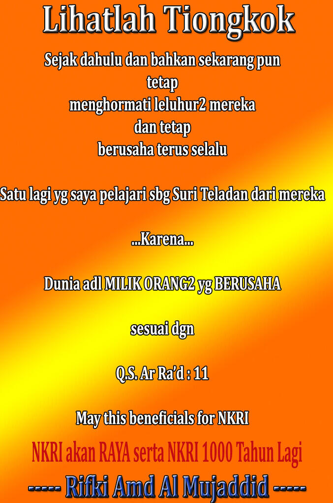 &#91;Nasionalisme-Muhasabah&#93;Sebuah Instrospeksi Kebangsaan dan Sdkt Apresiasi dari Saya