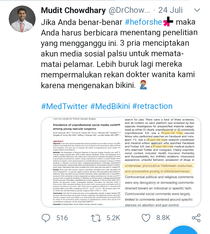 Seksis, Misogini, Pencetus #MedBikini #MedTwitter, Bentuk Aksi Protes Dokter Wanita!