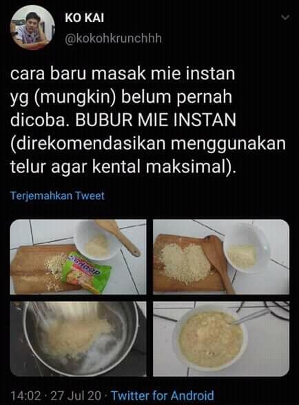 Bubur Mie Instan, Resep Terbaru yang Sedang Hangat Diperbincangkan Warganet