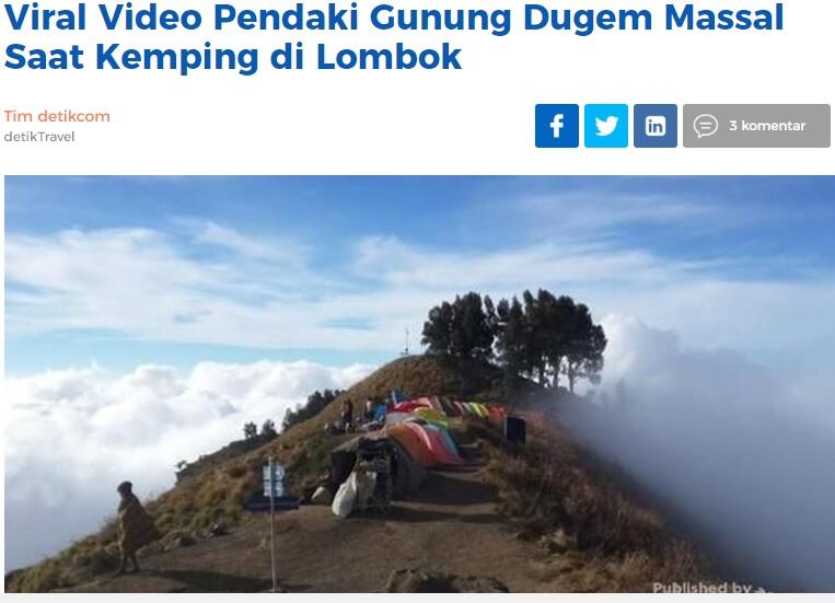 Viral Video Pendaki Gunung Dugem Massal Saat Kemping di Lombok