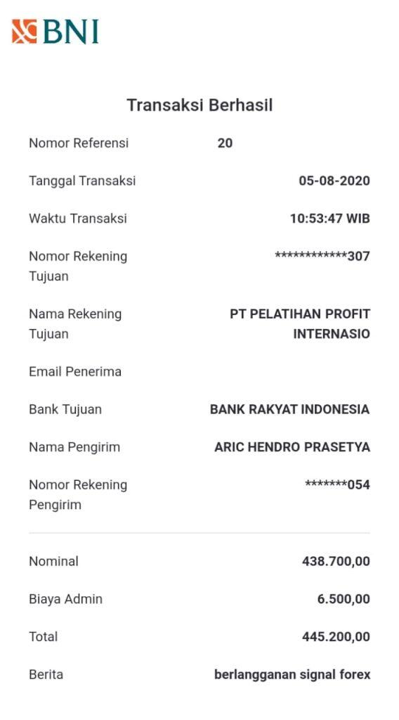 Testimoni Bapak Hendro Dari Malang Atas Langganan Signal Forex Selama 2 Bulan