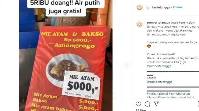 Mie Ayam Cuma Lima Ribu Ini Ada di Yogya, Porsinya Bikin Kenyang!