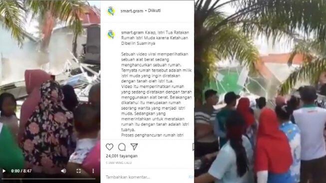 Istri Tua Berang dengan Istri Muda, Akhirnya Rumah Ancur Gegara Buldoser!