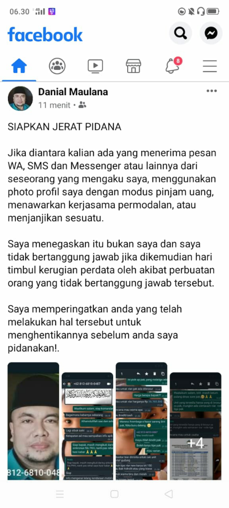 Terlalu, Foto Danial Maulana Digunakan Modus Penipuan