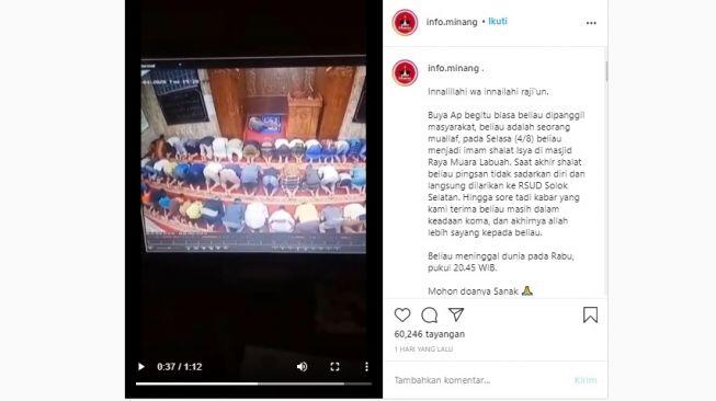 Detik - detik Imam Masjid Solsel Pingsan dan Meninggal, Ternyata Mualaf