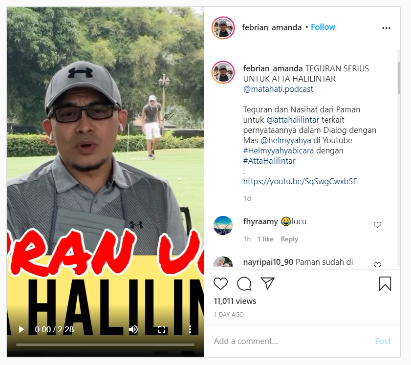 Beri Teguran Serius, Netizen Sebut Paman Atta Halilintar Pansos