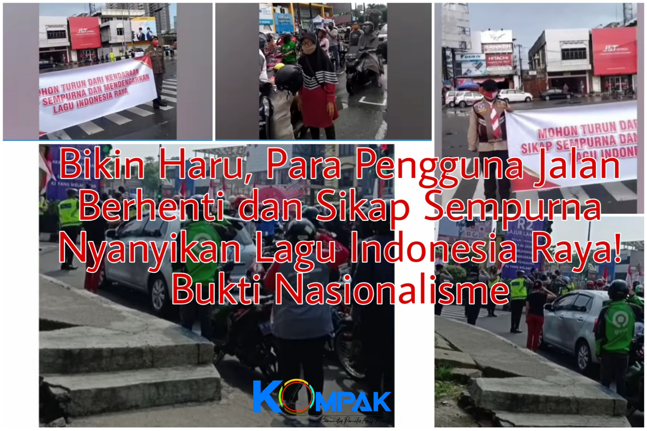 Bikin Haru, Para Pengguna Jalan Berhenti dan Sikap Sempurna Nyanyikan Indonesia Raya!