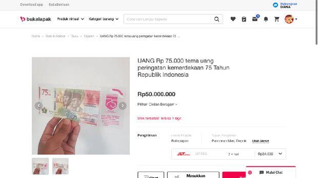 Wadaw! Uang Khusus Kemerdekaan RI Dijual Rp 1,3 Juta di Toko Online