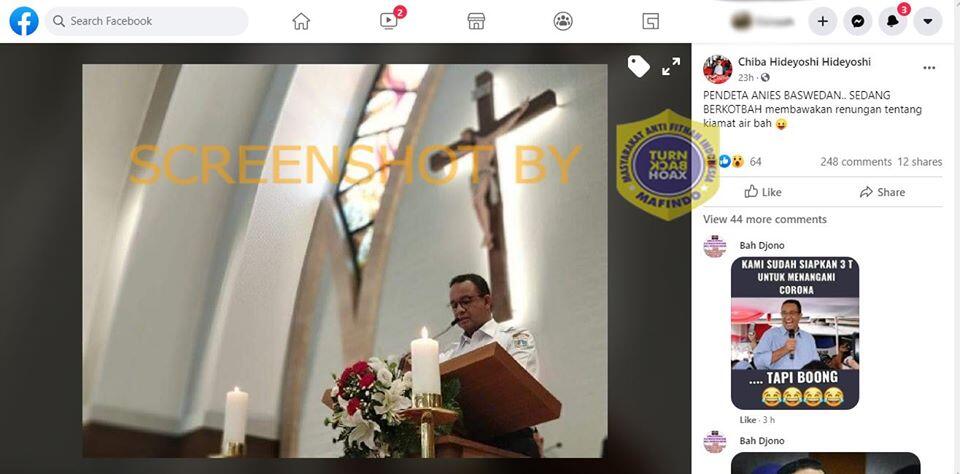 Anies Berkhotbah di Gereja Tentang Renungan Kiamat Air Bah. HOAKS / FAKTA?