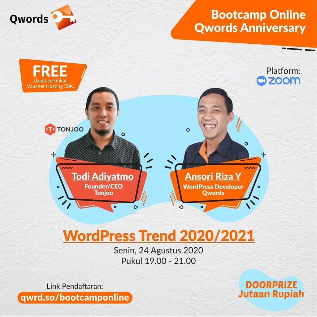 Gratis Seminar Wordpress Online. Full Doorprise &amp; Bonus Sertifikat.