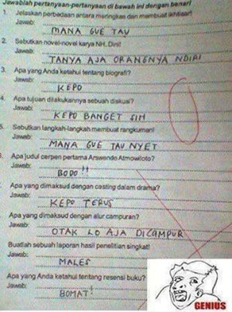 Jawaban Jawaban Soal Anak SD Ini Bikin Geleng Kepala