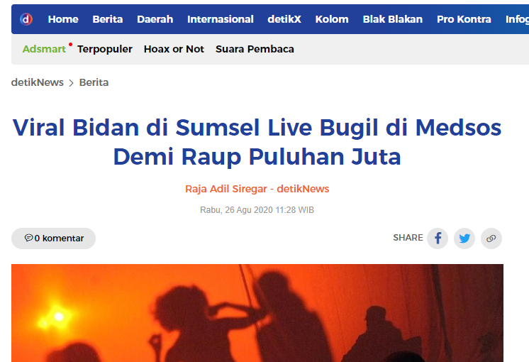 Viral Bidan di Sumsel Live Bugil di Medsos Demi Raup Puluhan Juta
