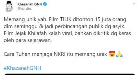 Soal Film Tilik, Gus Nadir: Film Jejak Khilafah Kalah Viral