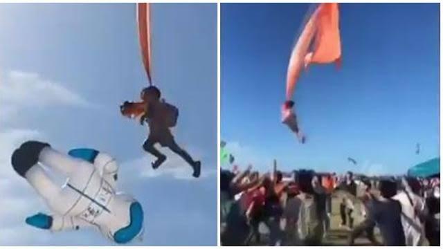 Bocah 3 Tahun Nyangkut Di Layang-Layang, Ngeri Gan