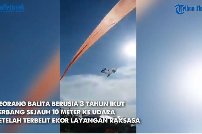 Bocah 3 Tahun Nyangkut Di Layang-Layang, Ngeri Gan