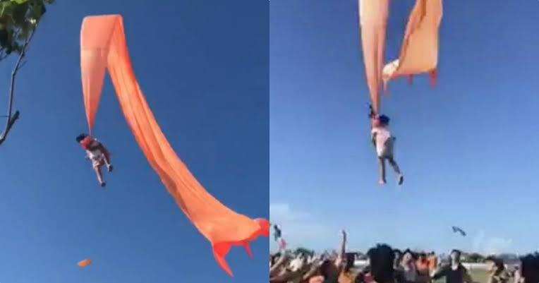 Bocah 3 Tahun Nyangkut Di Layang-Layang, Ngeri Gan