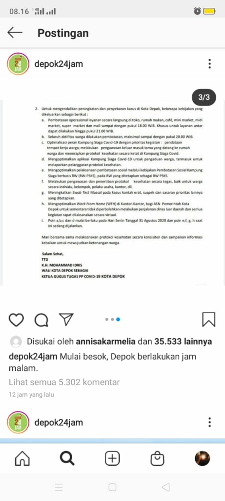 Pandemi Merajalela, Beberapa Daerah Memberlakukan Jam Malam. Depok Salah Satunya.