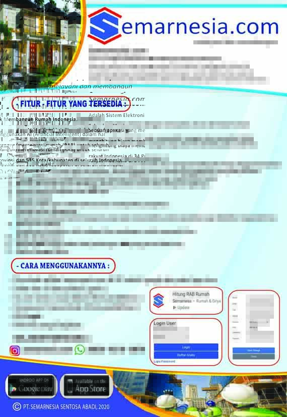 Menghitung RAB rumah dengan sangat mudah tinggal isi form dan klik