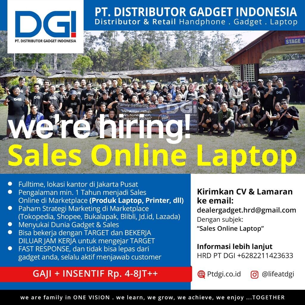 Sales Online LAPTOP Berpengalaman - | LOWONGAN JAKARTA