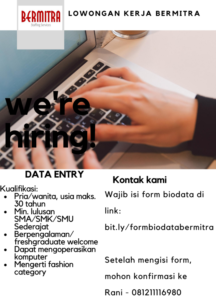 Lowongan Kerja Data Entry &#91; Produk Fashion&#93;