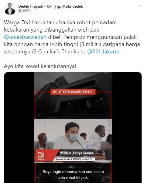 PSI Temukan Dugaan Korupsi Beli Robot Damkar DKI Jakarta Rp 8 Miliar