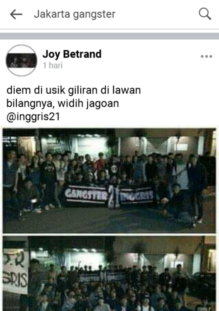Gengster mulai eksis di group facebokk